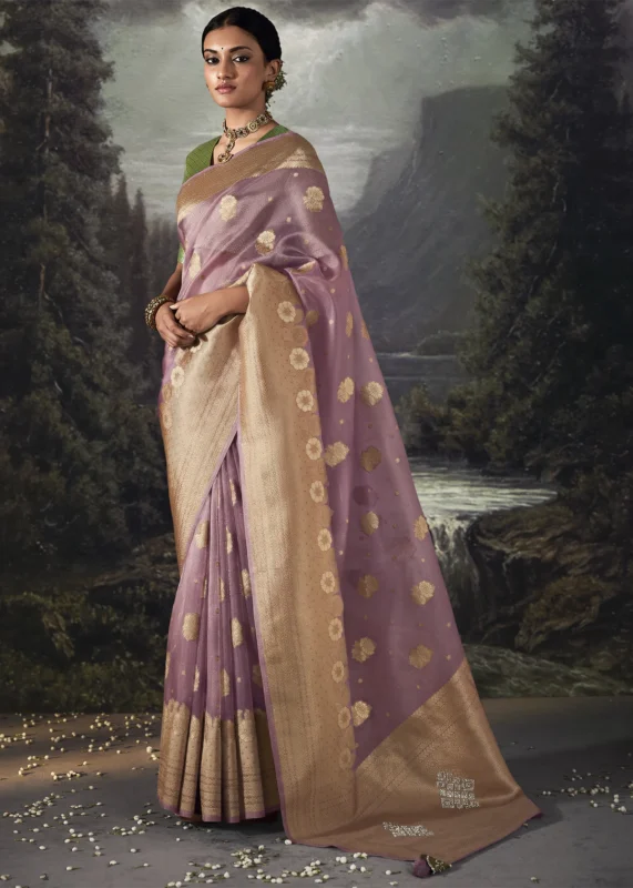 Lavender Banarasi Saree