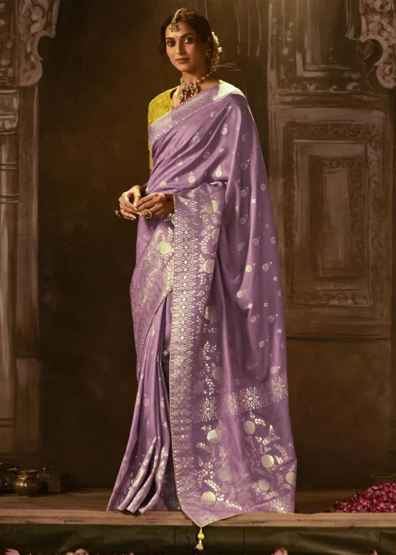 Lavender Banarasi Silk Saree