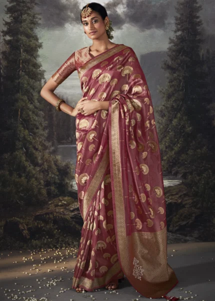 Maroon Banarasi Saree