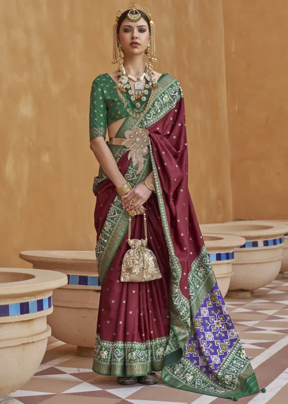 Maroon Patola Saree