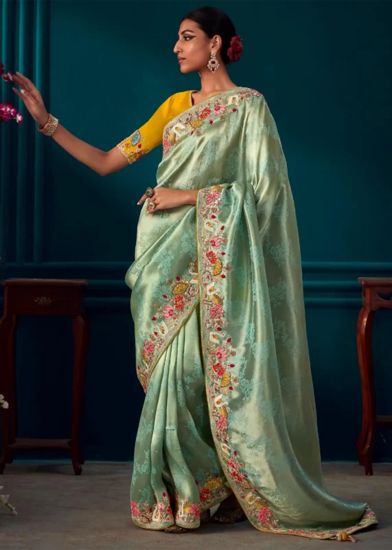 Mint Green Kanjivaram Silk Saree