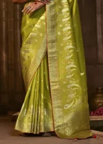 Olive Green Banarasi Silk Saree