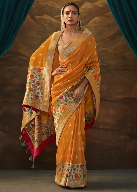 Orange Paithani Silk Saree