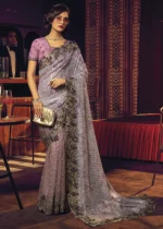 Purple Designer Saree with Heavy Work