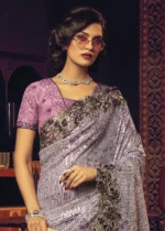 Purple Designer Saree with Heavy Work