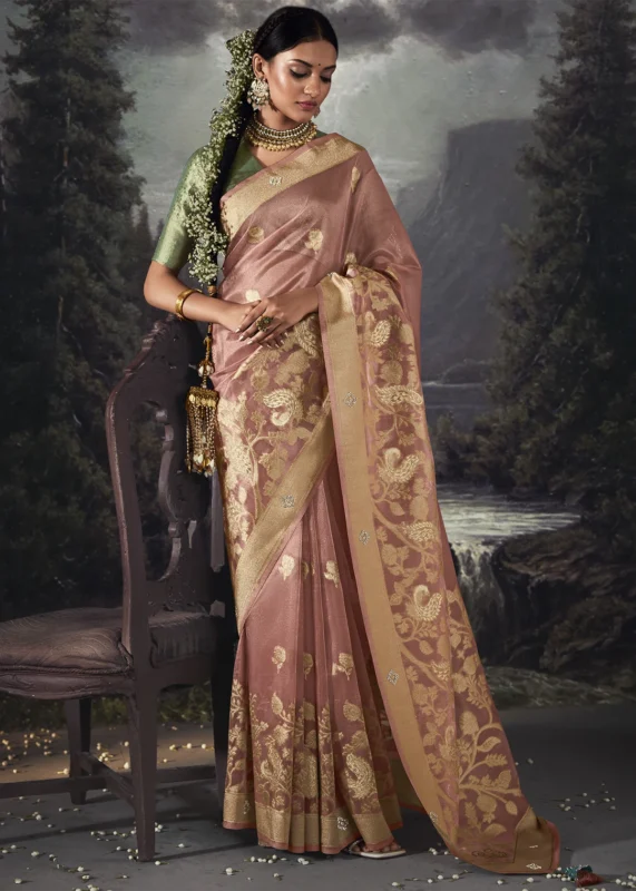 Rose Pink Banarasi Saree