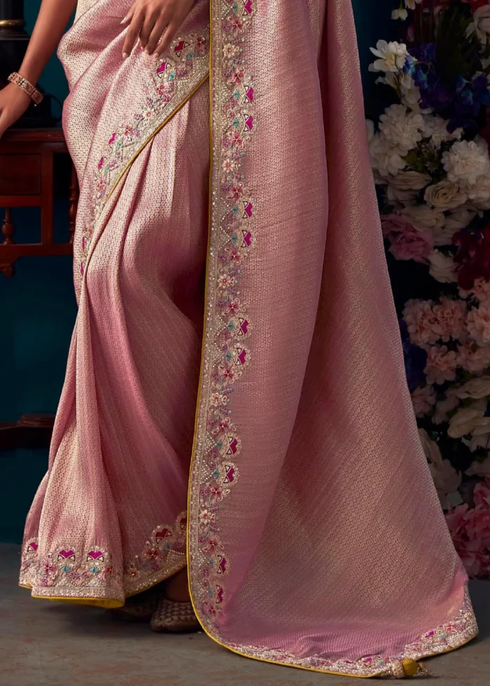 Rose Pink Kanjivaram Silk Saree