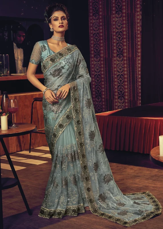 Sea Green Designer Saree