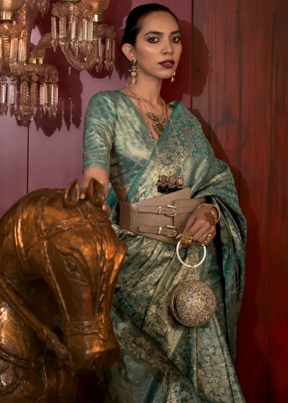 Teal Green Banarasi Saree