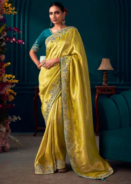 Yellow Kanjivaram Silk Saree