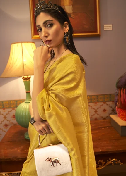 Aureolin Yellow Kanjivaram Silk Saree