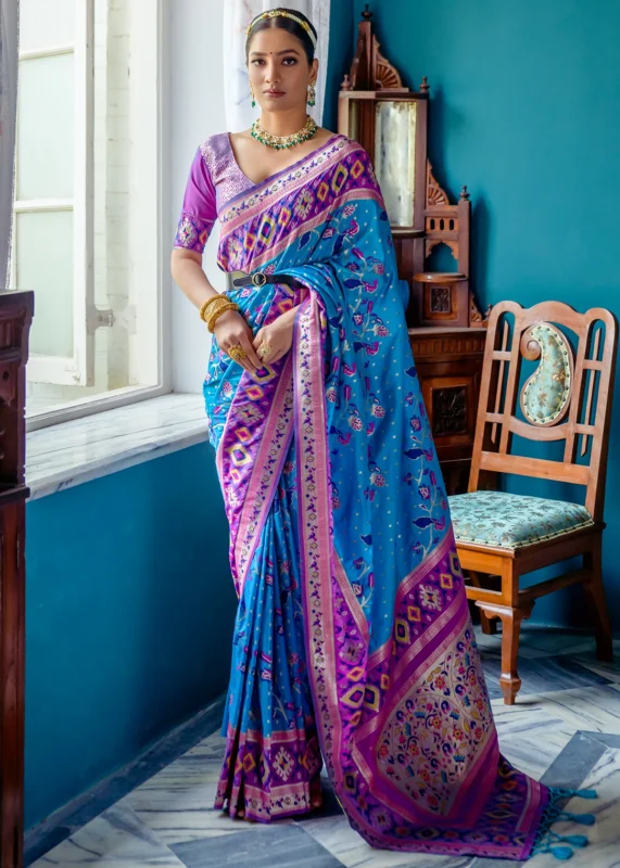 Azure Blue Paithani Silk Saree