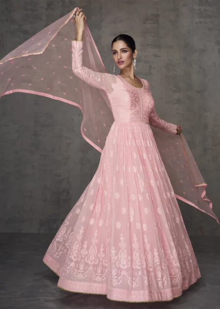 Baby Pink Georgette Anarkali Gown