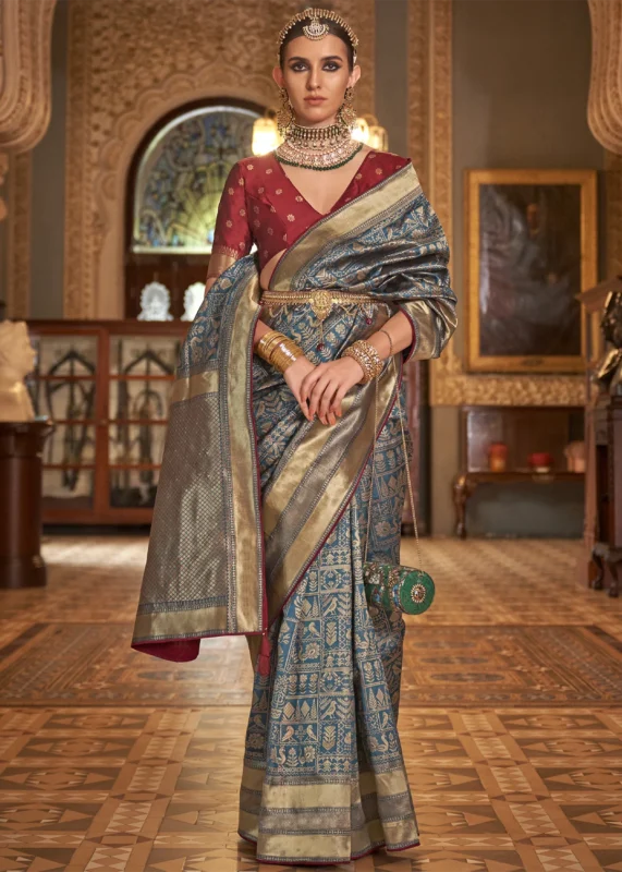 Blue Banarasi Saree