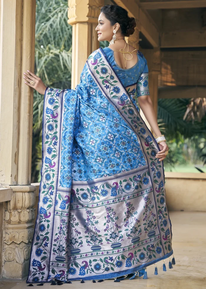 Blue Patola Silk Saree