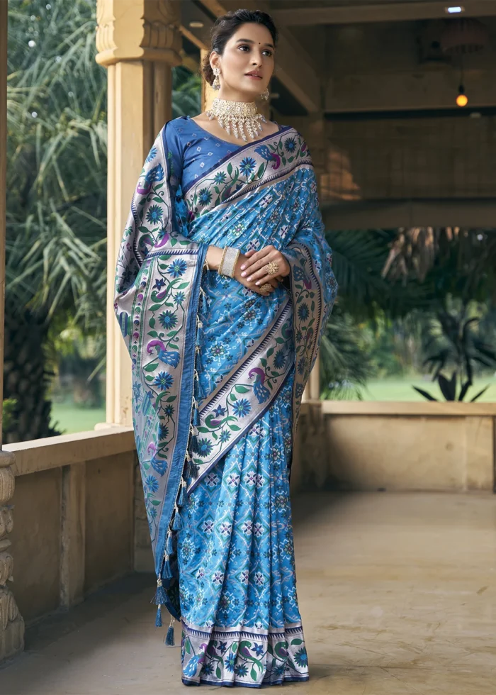 Blue Patola Silk Saree