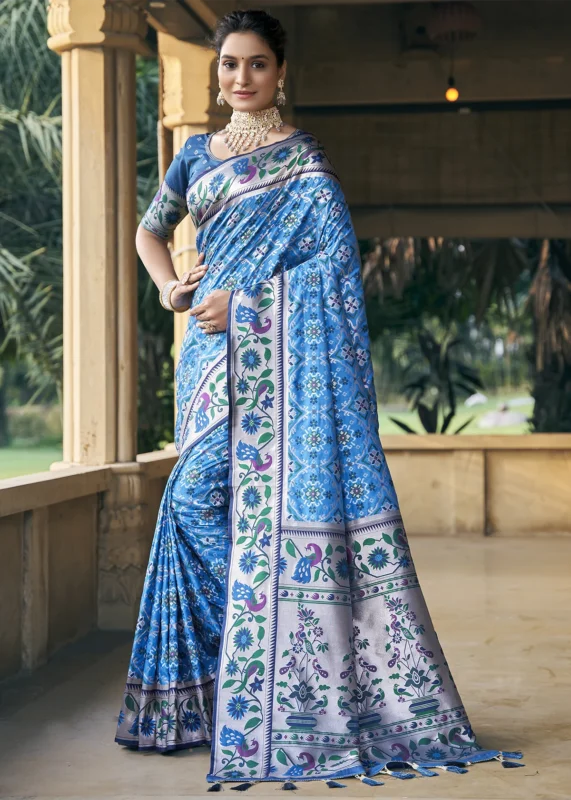 Blue Patola Silk Saree