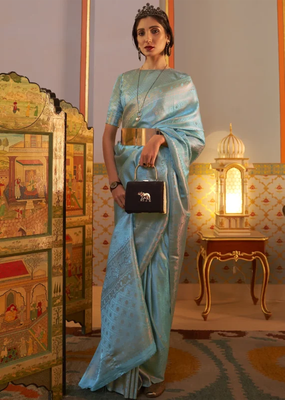 Light Blue Kanjivaram Silk Saree