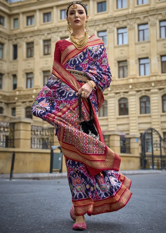 Midnight Blue Patola Silk Saree