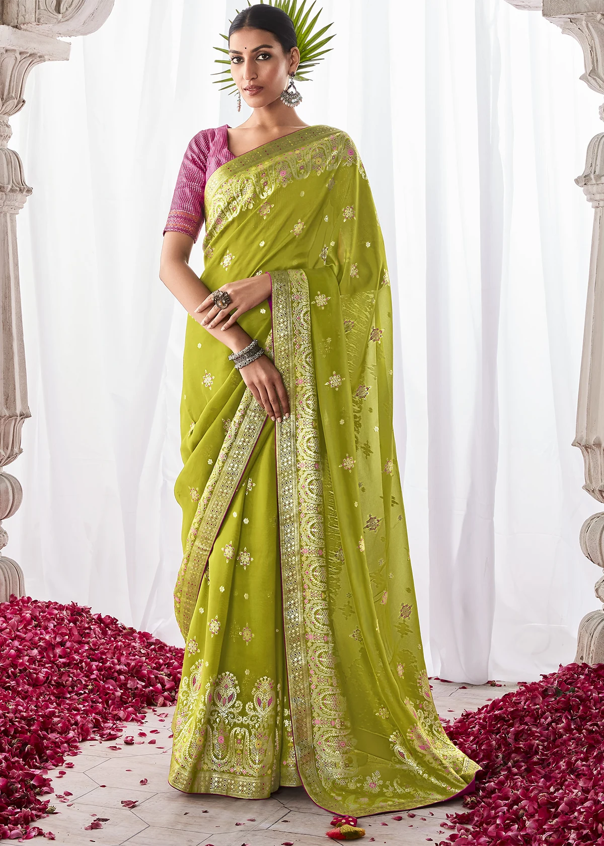 Wedding & Bridal Collection Green Sarees in Pure & Blended Silk