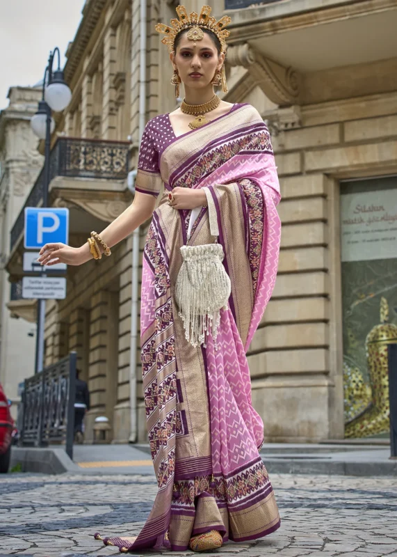 Pink Patola Silk Saree