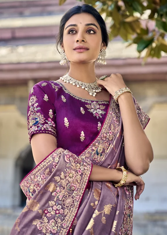 Purple Banarasi Saree