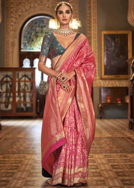 Rose Pink Banarasi Saree