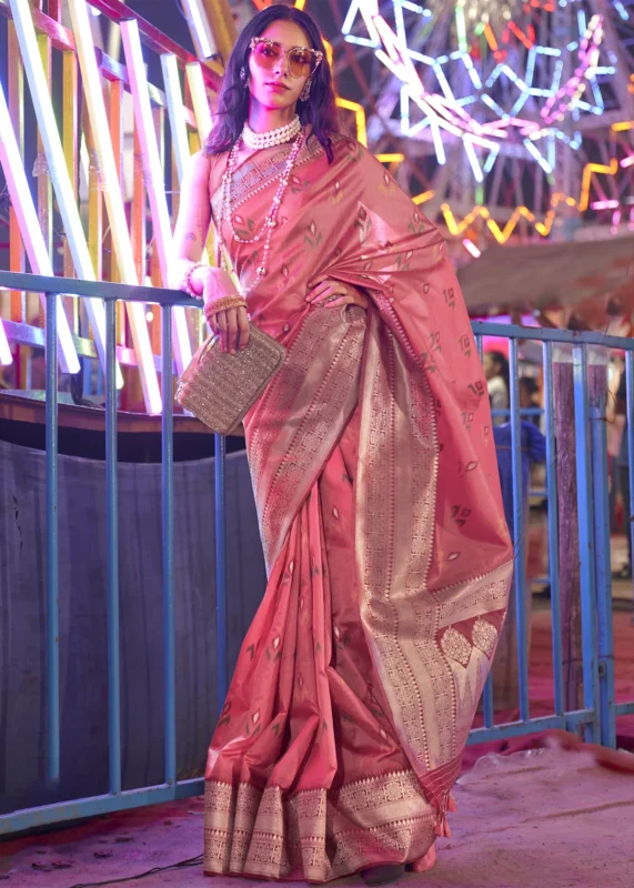 Dark Pink Banarasi Silk Saree