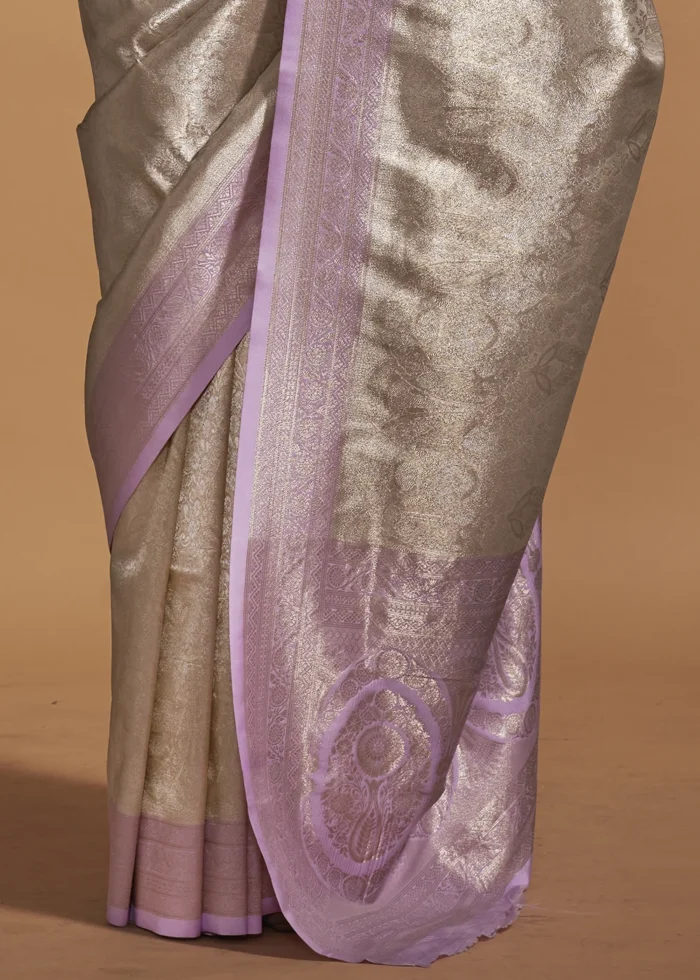 Lavender and Beige Kanjivaram Saree