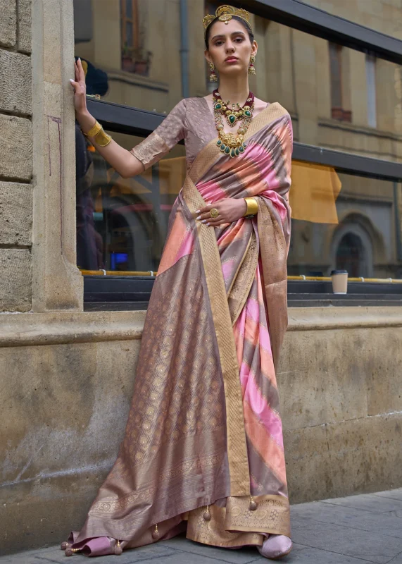 Peach Printed Soft Silk Saree