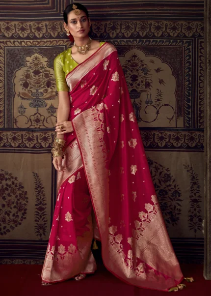 Pink Purple and Olive combo Khaddi Banarasi Georgette Silk Saree with –  PattuChela