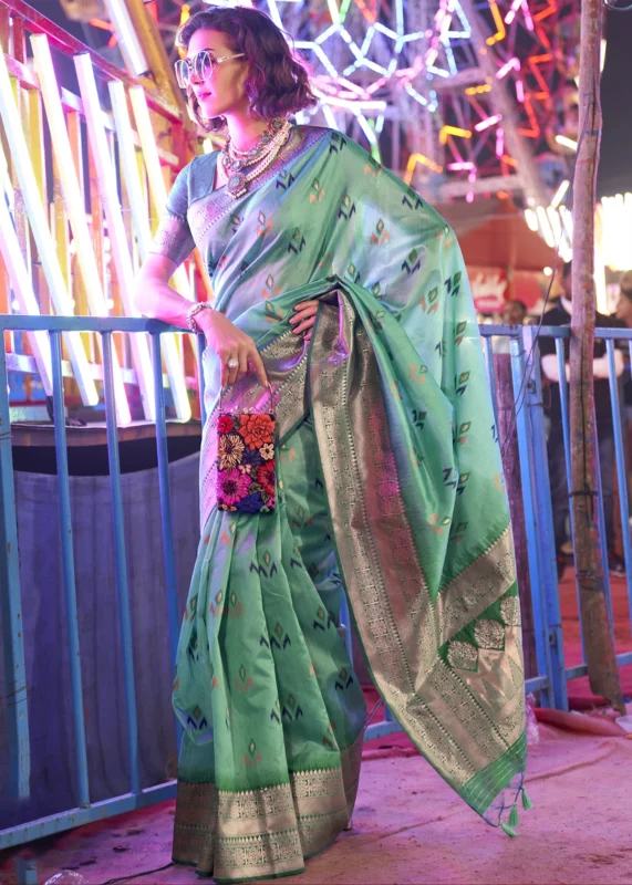 Sea Green Banarasi Silk Saree