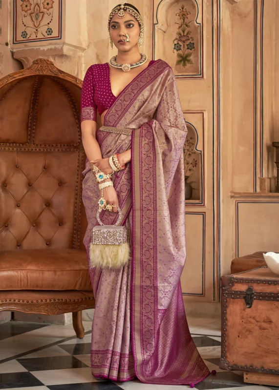 Wine Banarasi Saree