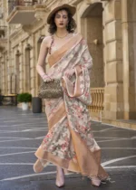 Cream Silk Brasso Saree