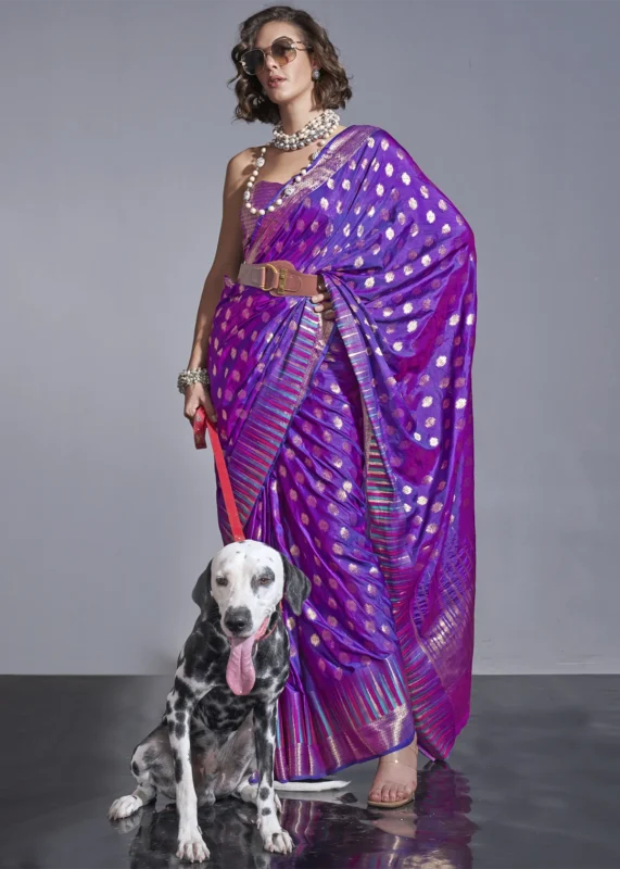 Purple Banarasi Silk Saree