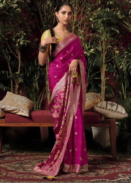 Banarasi Silk Woven Saree In Rani Pink Colour - SR1357750