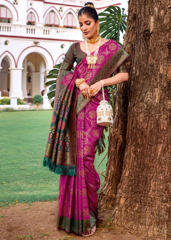 Wine Patola Silk Saree