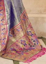 Indigo Paithani Tissue Silk Saree