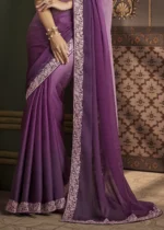 Ombré Purple Embroidered Georgette Saree