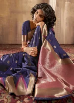 Midnight Blue Banarasi Silk Saree