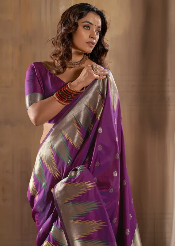 Purple Banarasi Silk Saree