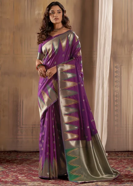 Purple Banarasi Silk Saree