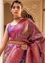 Wine Purple Kanjivaram Silk Saree