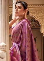 Wine Purple Kanjivaram Silk Saree