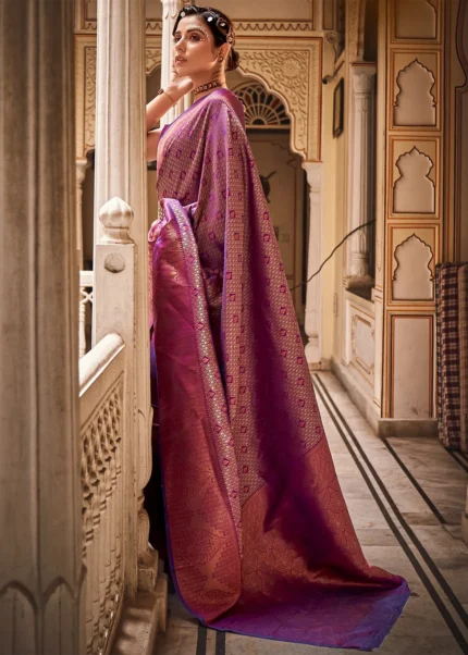 Wine Purple Kanjivaram Silk Saree