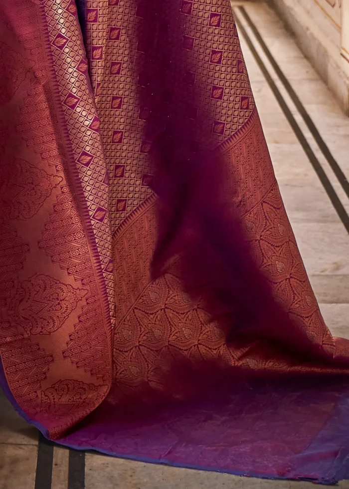 Wine Purple Kanjivaram Silk Saree