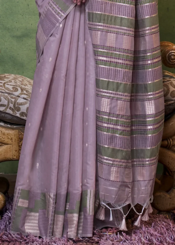 Dusty Purple Cotton Silk Saree with Brocade Blouse