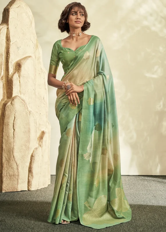 Green Handloom Khadi Silk Saree