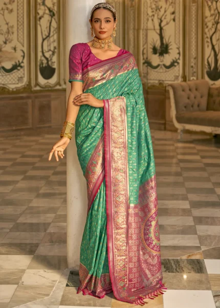 Jade Green Patola Silk Saree