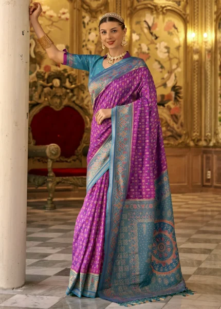 Magenta Patola Silk Saree